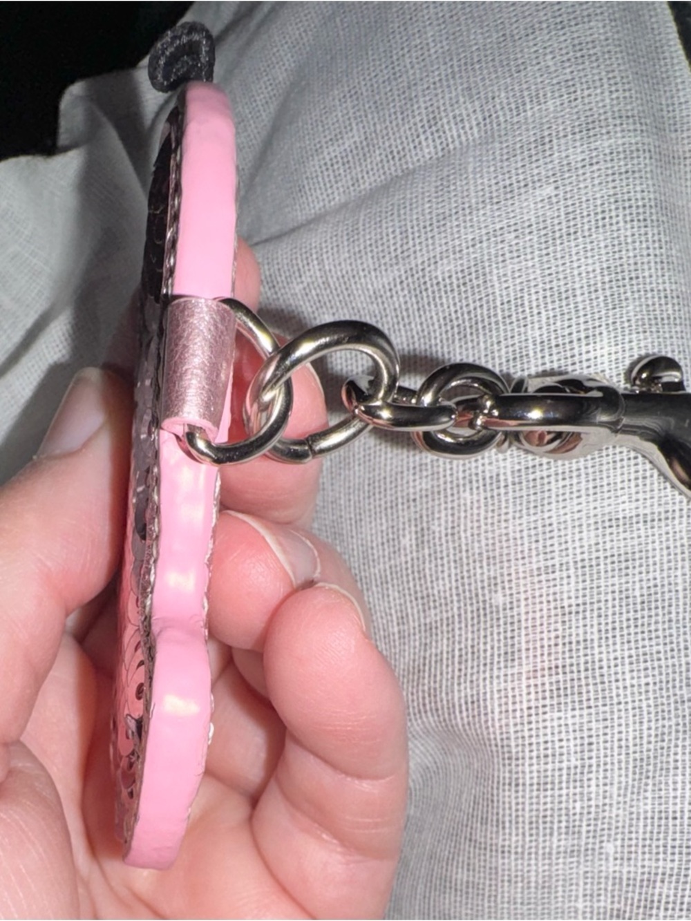 Coach Poppy Pig Bag Charm Keychain with Silver Hardware Pink Sequin - New in Bag - Picture 12 of 15